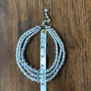 Vintage 1950s Iridescent AB Crystal Triple Strand Choker Graduated Necklace